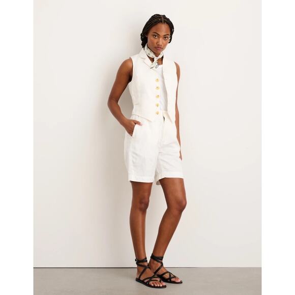 NWT Alex Mill The Non-Suit Pull On Short Size S Ecru Linen Blend Off White $125 - Picture 2 of 8